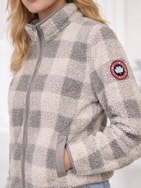 Canada Weather Gear Sherpa Fleece Jacket Checkered Cozy Zip Up XL